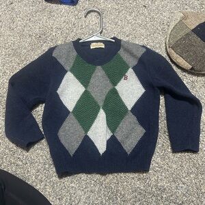 Classic Argyle Crewneck Sweater in Navy and Gray